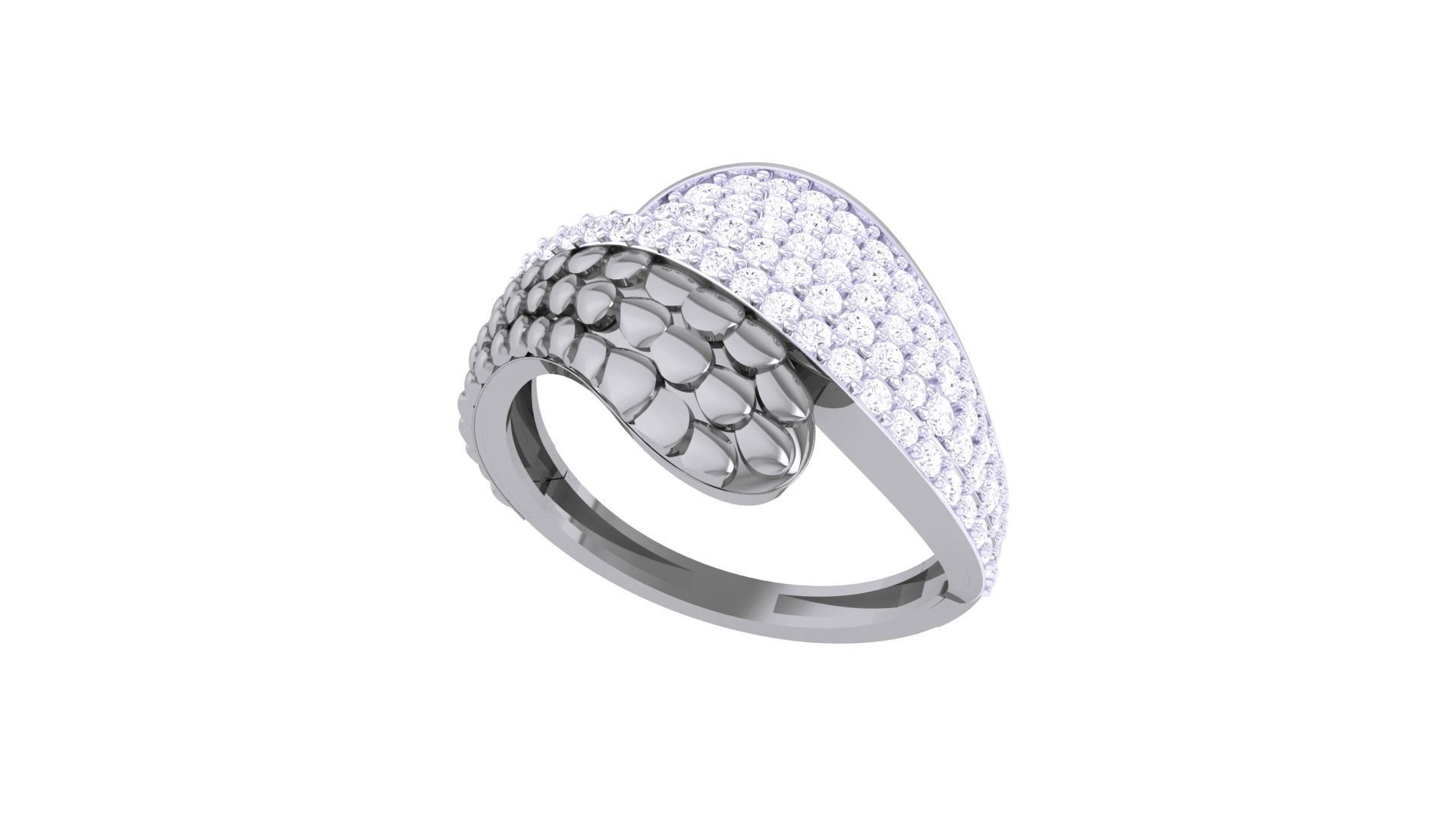 Snake Head High Jewelry Diamond Cocktail Ring 3dm stl obj 3D print model_6