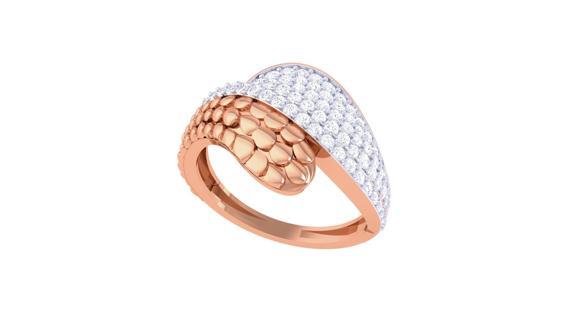 Snake Head High Jewelry Diamond Cocktail Ring 3dm stl obj 3D print model_5