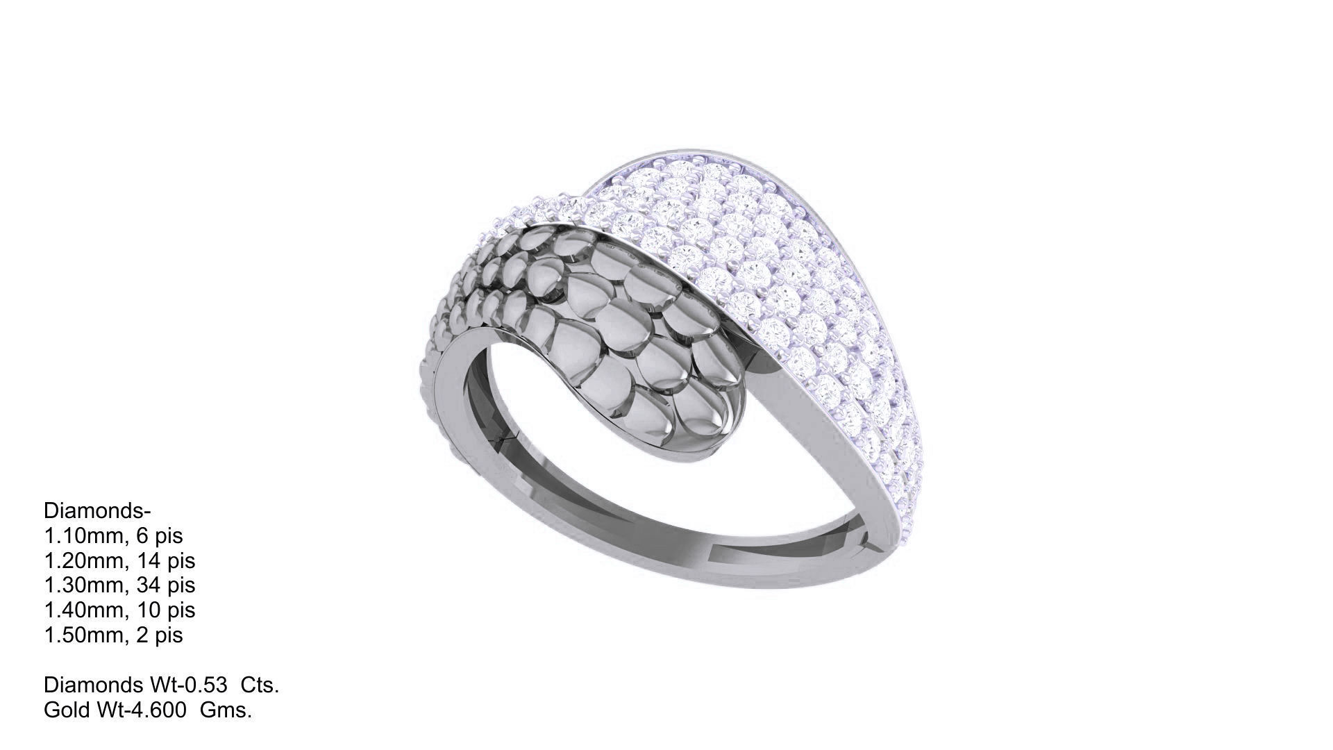 Snake Head High Jewelry Diamond Cocktail Ring 3dm stl obj 3D print model_2