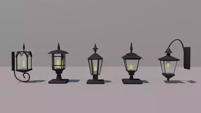 Outside Lamp 5 Pack  3D Model
