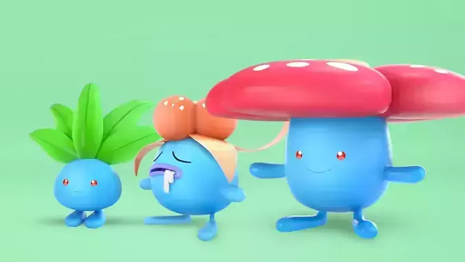 Pokemon Oddish EVOLUTIONS  Low-poly 3D model