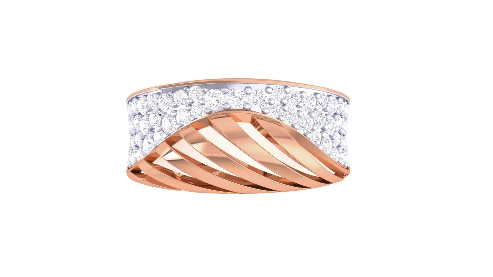 Wire High Jewelry Diamond Cocktail Ring 3dm stl obj renders 3D print model_8