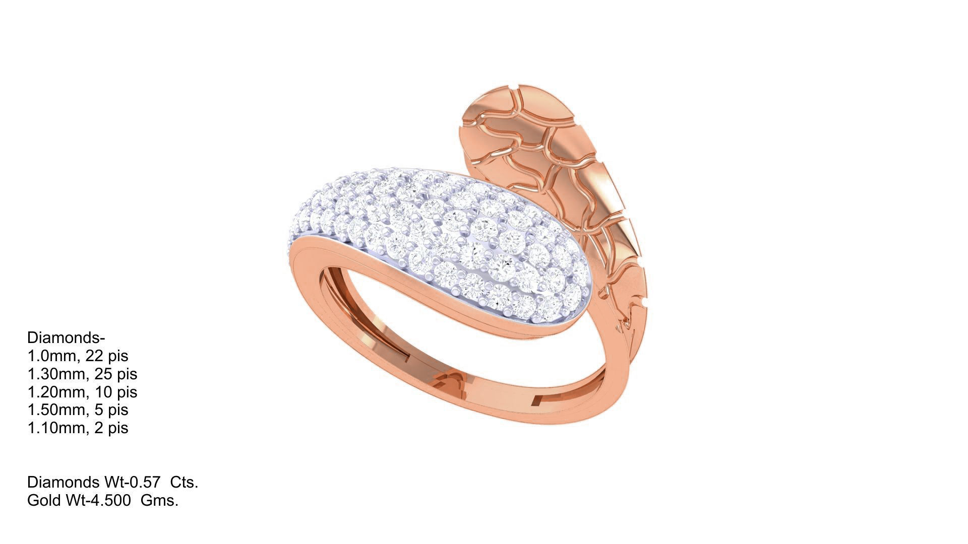 Snake Skin High Jewelry Diamond Cocktail Ring 3dm stl obj 3D print model_3