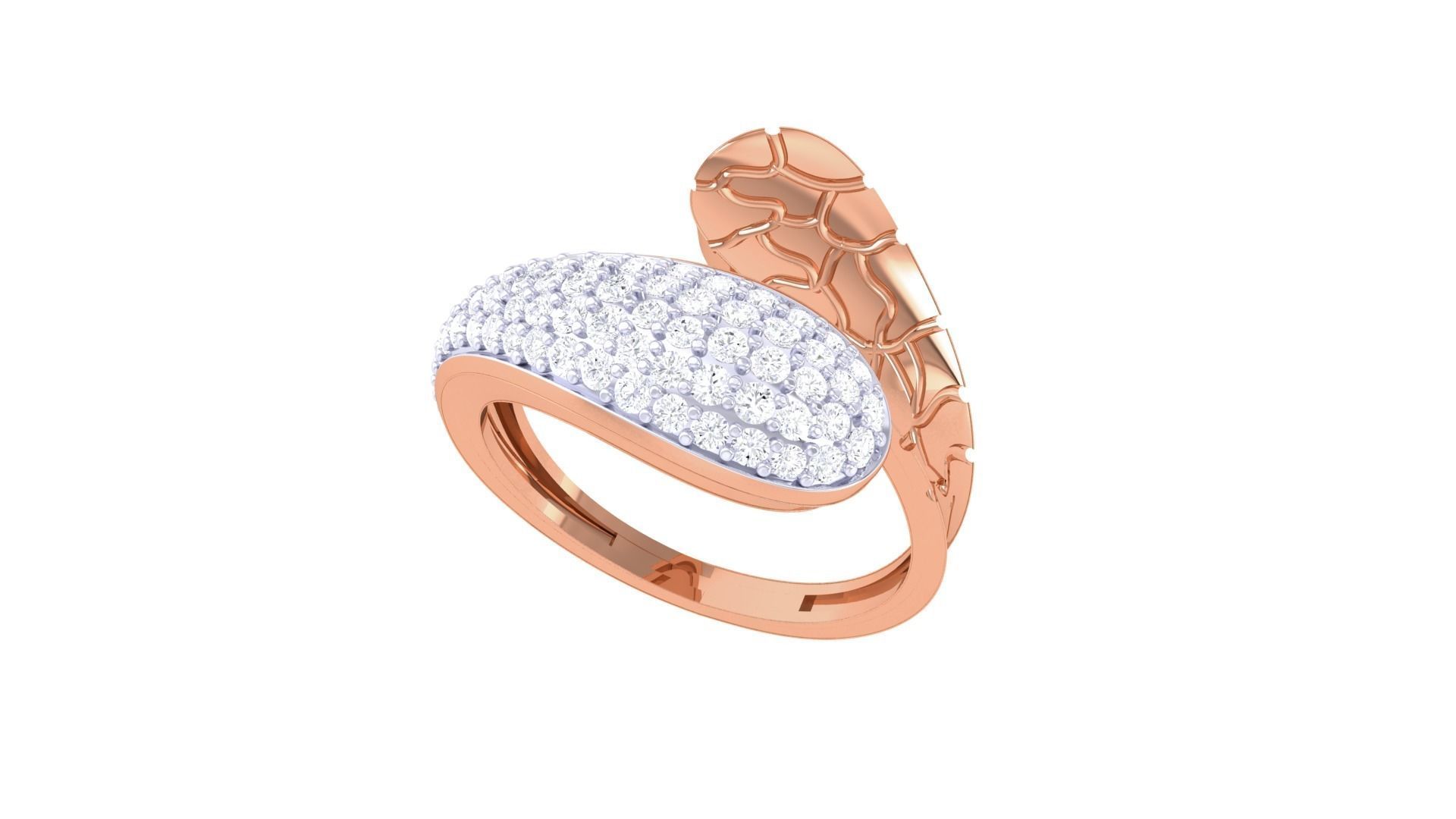 Snake Skin High Jewelry Diamond Cocktail Ring 3dm stl obj 3D print model_6