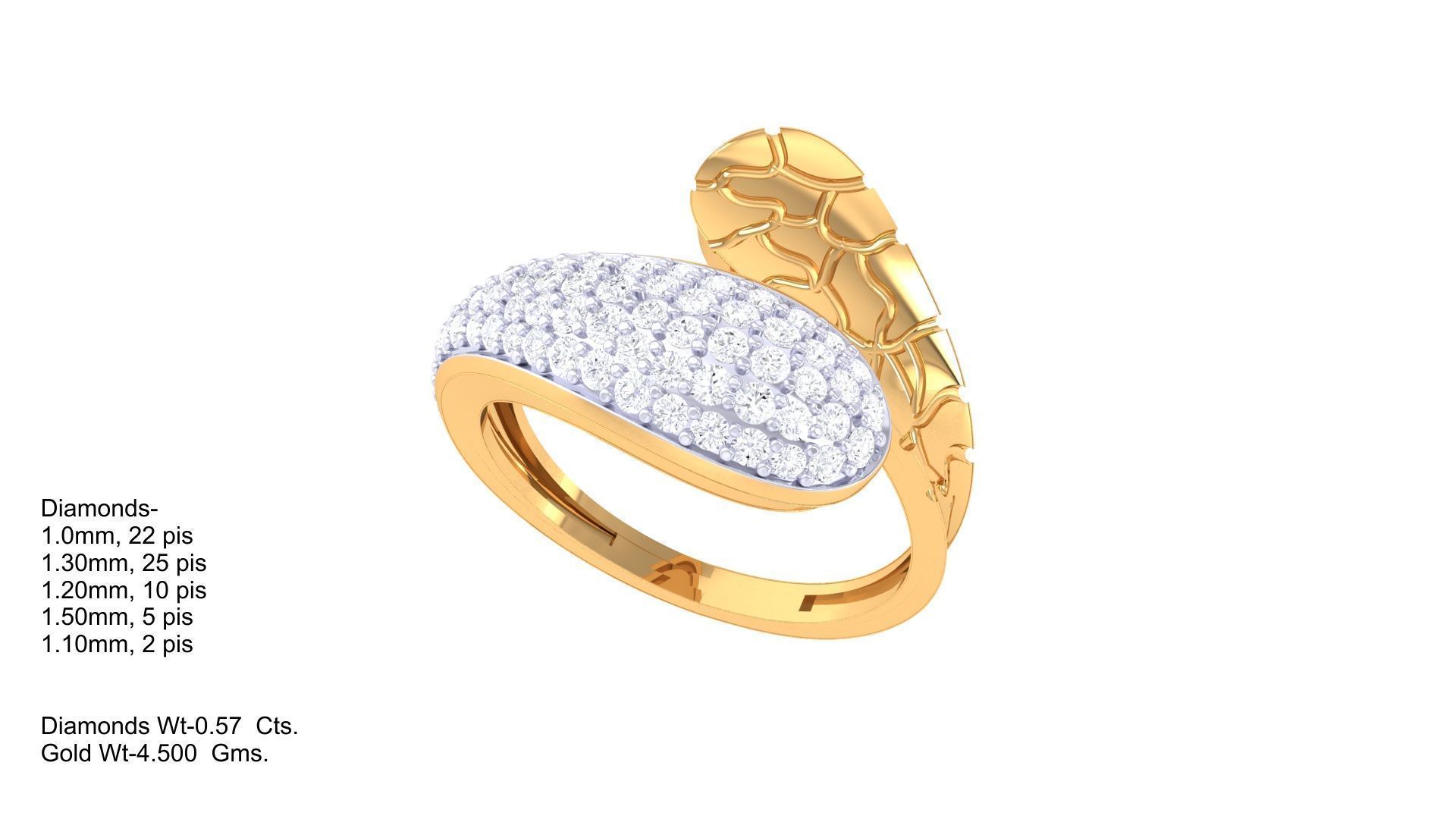 Snake Skin High Jewelry Diamond Cocktail Ring 3dm stl obj 3D print model_1