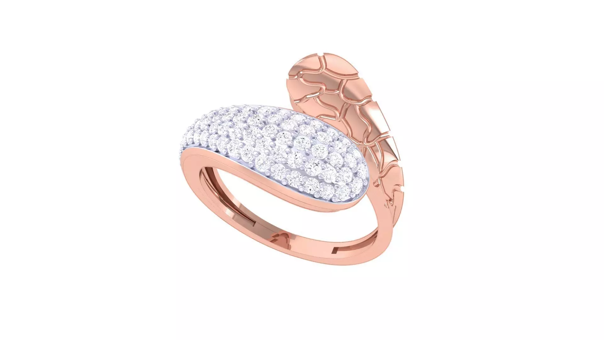 Snake Skin High Jewelry Diamond Cocktail Ring 3dm stl obj 3D print model_0