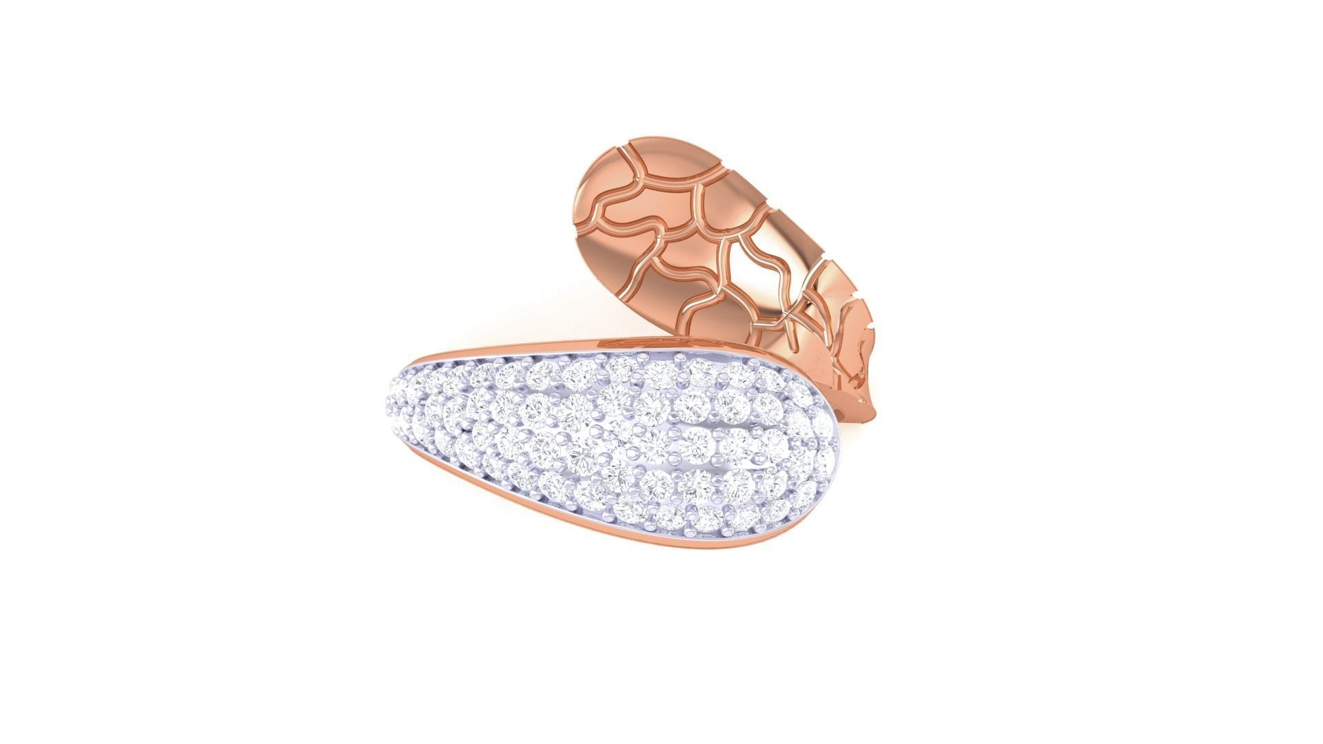 Snake Skin High Jewelry Diamond Cocktail Ring 3dm stl obj 3D print model_9