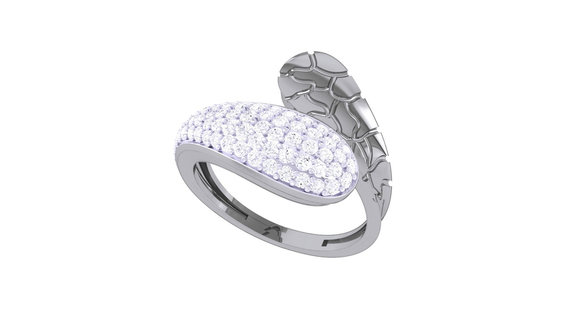 Snake Skin High Jewelry Diamond Cocktail Ring 3dm stl obj 3D print model_4