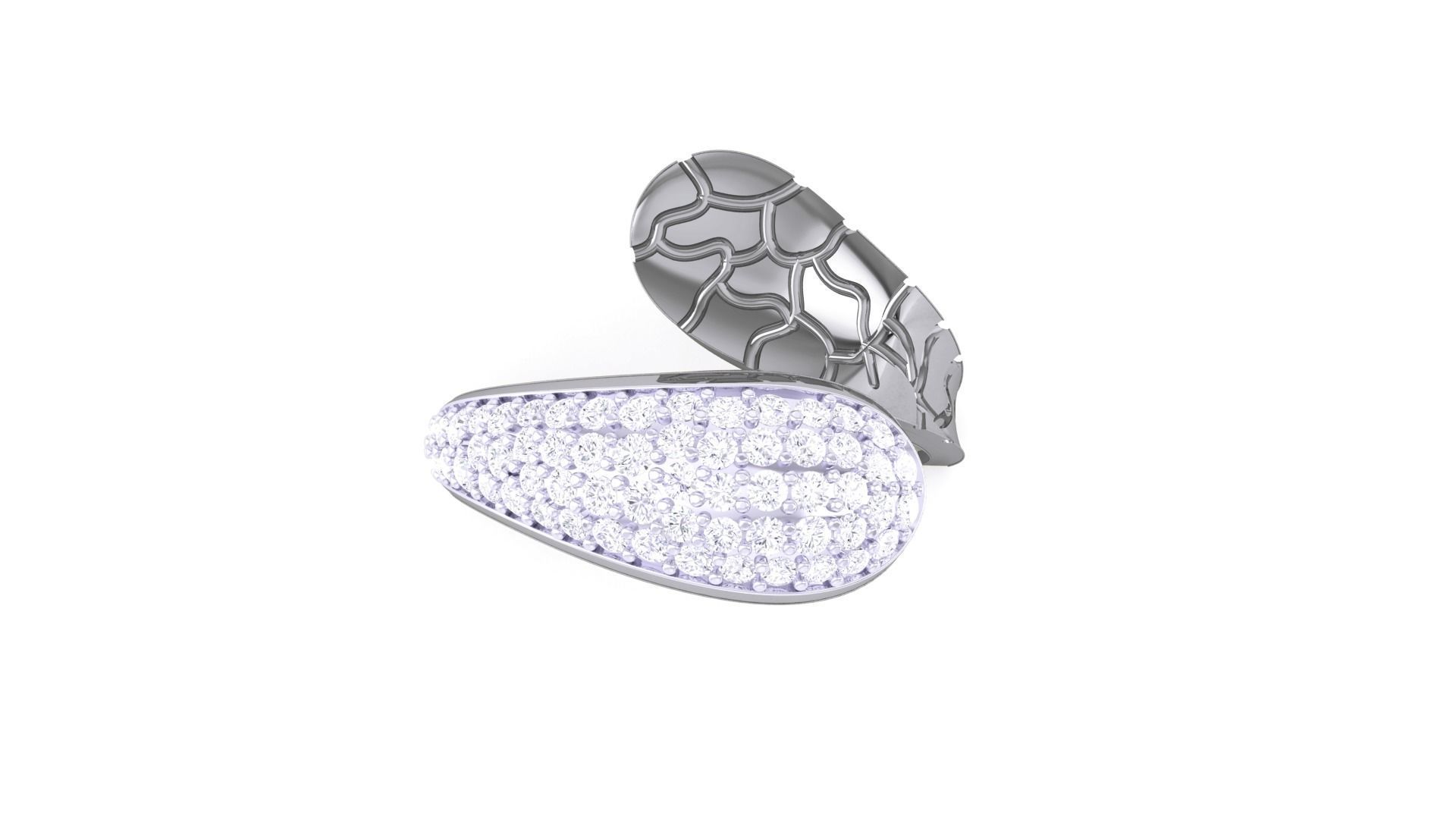 Snake Skin High Jewelry Diamond Cocktail Ring 3dm stl obj 3D print model_8