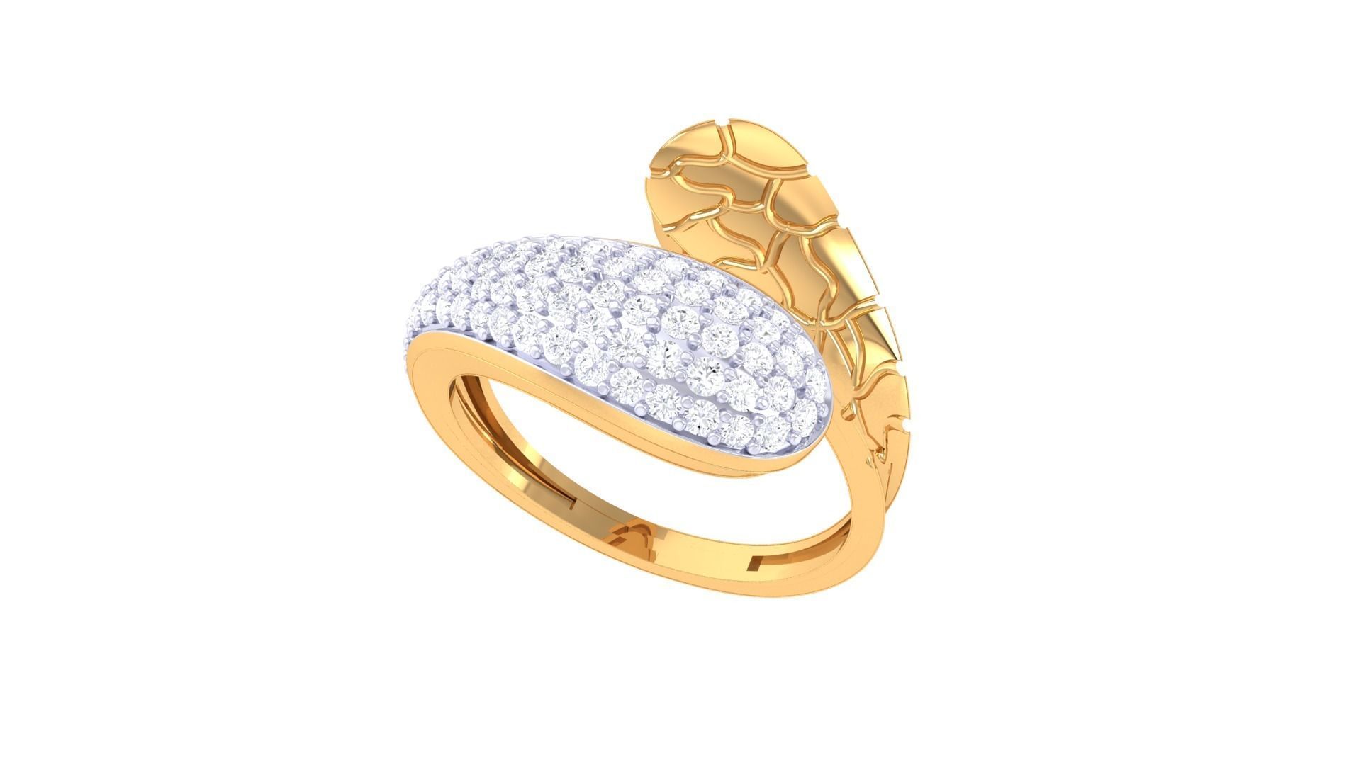 Snake Skin High Jewelry Diamond Cocktail Ring 3dm stl obj 3D print model_5