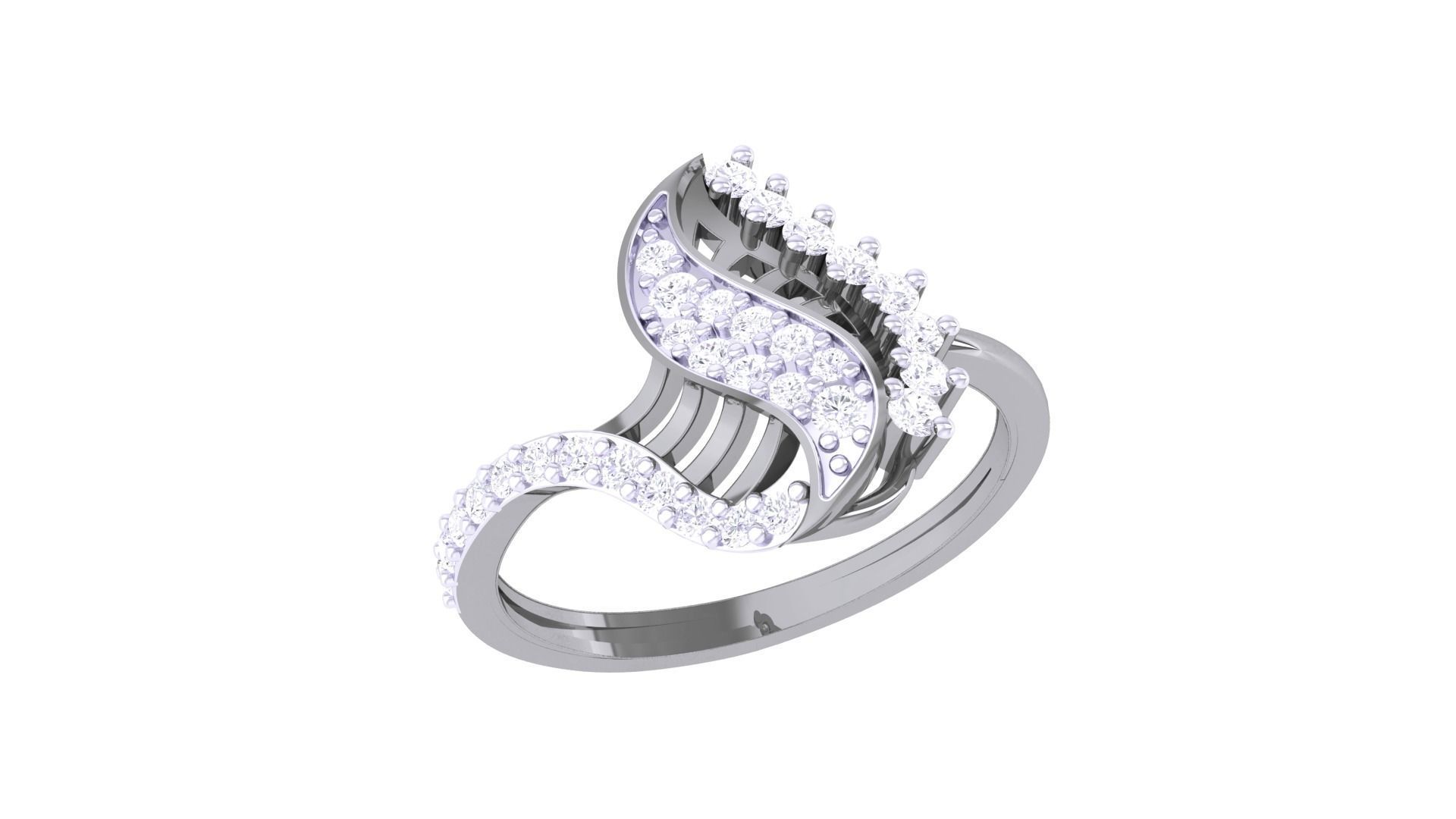 High Jewelry Diamond Cocktail Ring 3dm stl obj renders 3D print model_5