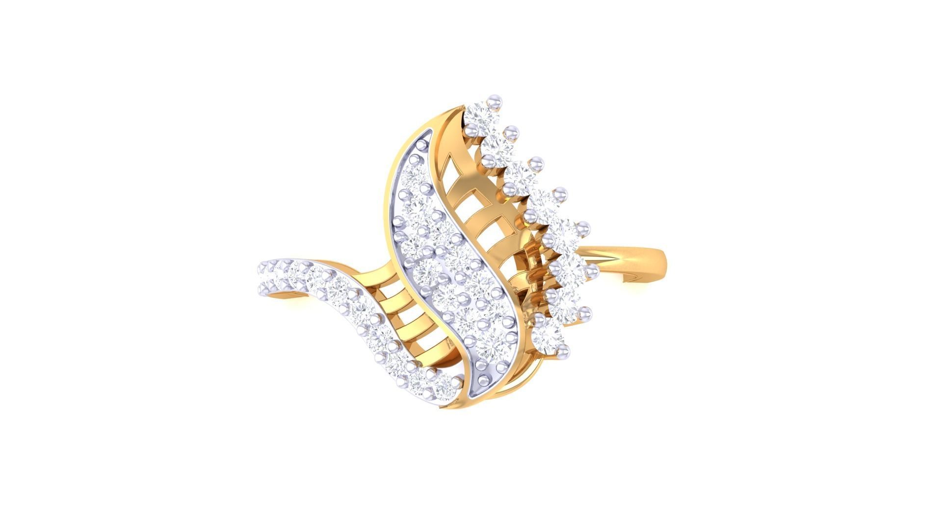 High Jewelry Diamond Cocktail Ring 3dm stl obj renders 3D print model_9