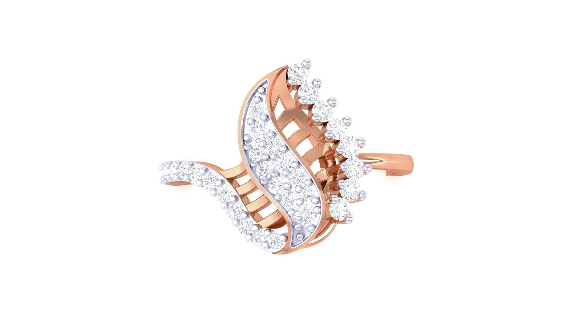 High Jewelry Diamond Cocktail Ring 3dm stl obj renders 3D print model_8