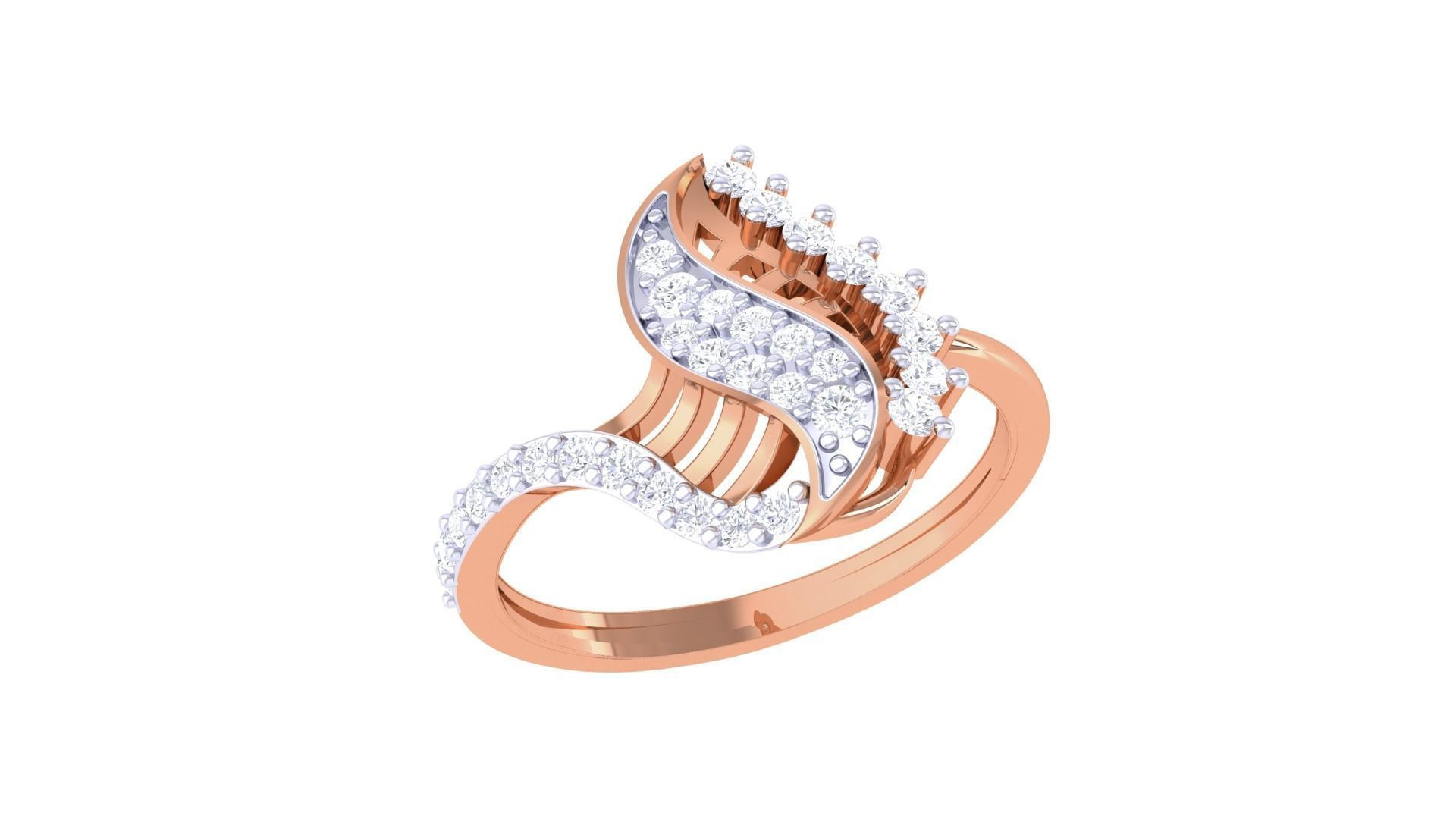 High Jewelry Diamond Cocktail Ring 3dm stl obj renders 3D print model_6