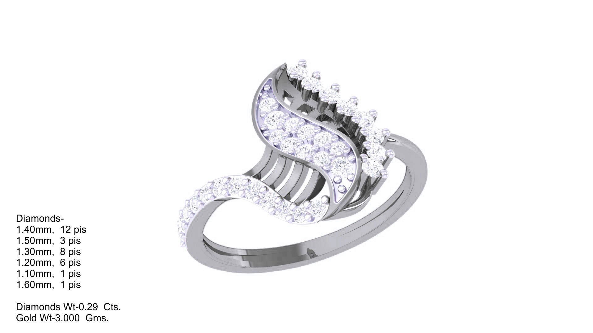 High Jewelry Diamond Cocktail Ring 3dm stl obj renders 3D print model_3