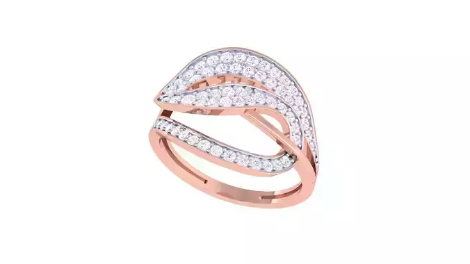 Ribbon High Jewelry Diamond Cocktail Ring 3dm stl obj renders