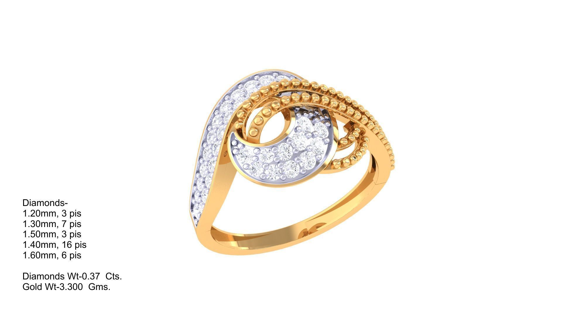 Balls High Jewelry Diamond Cocktail Ring 3dm stl obj renders 3D print model_3