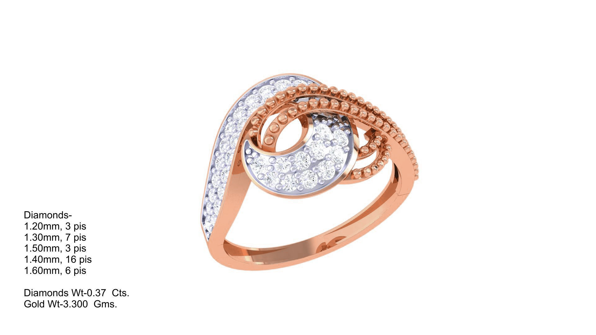 Balls High Jewelry Diamond Cocktail Ring 3dm stl obj renders 3D print model_1