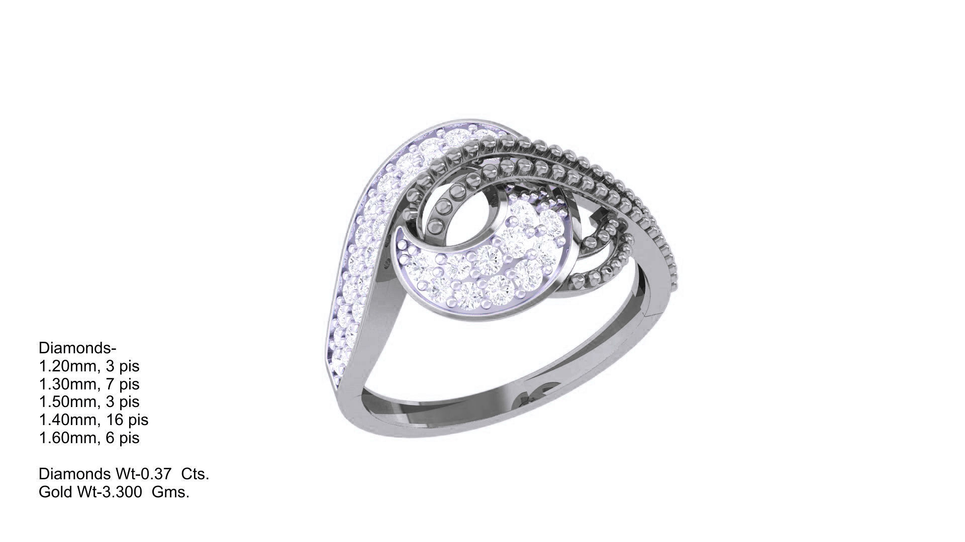 Balls High Jewelry Diamond Cocktail Ring 3dm stl obj renders 3D print model_2