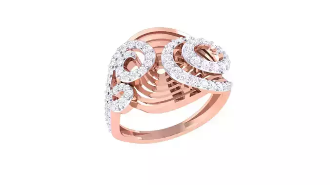High Jewelry Diamond Cocktail Ring 3dm stl obj renders