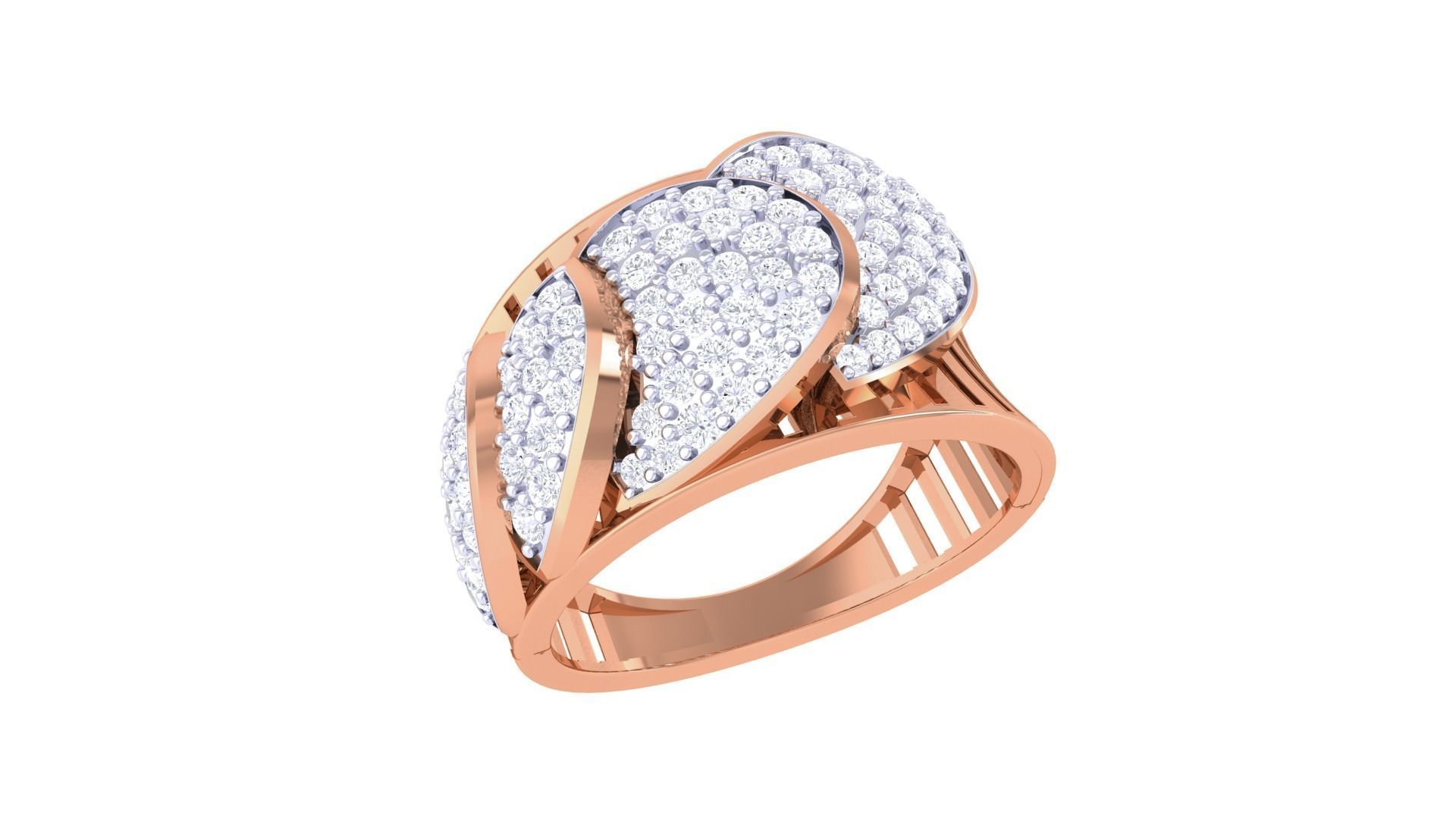 High Jewelry Diamond Cocktail Ring 3dm stl obj renders 3D print model_5