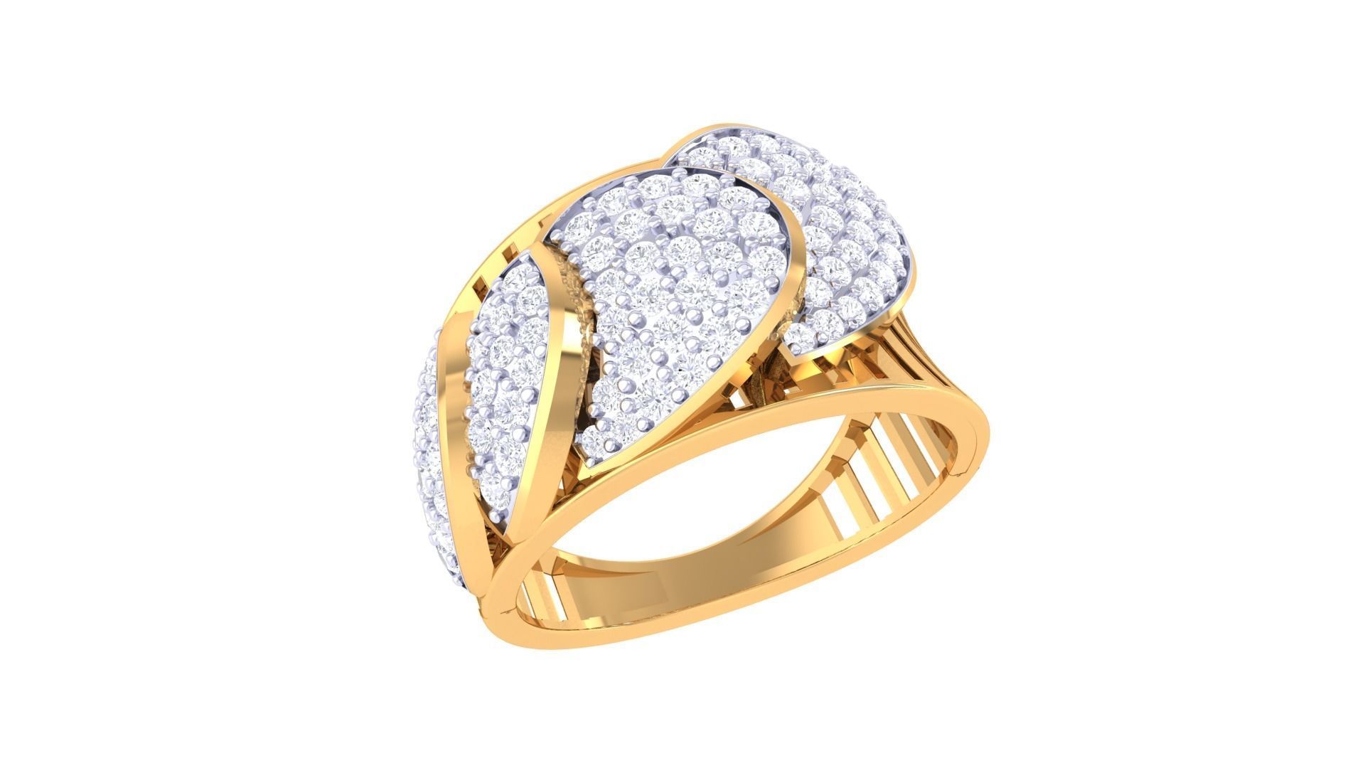 High Jewelry Diamond Cocktail Ring 3dm stl obj renders 3D print model_6