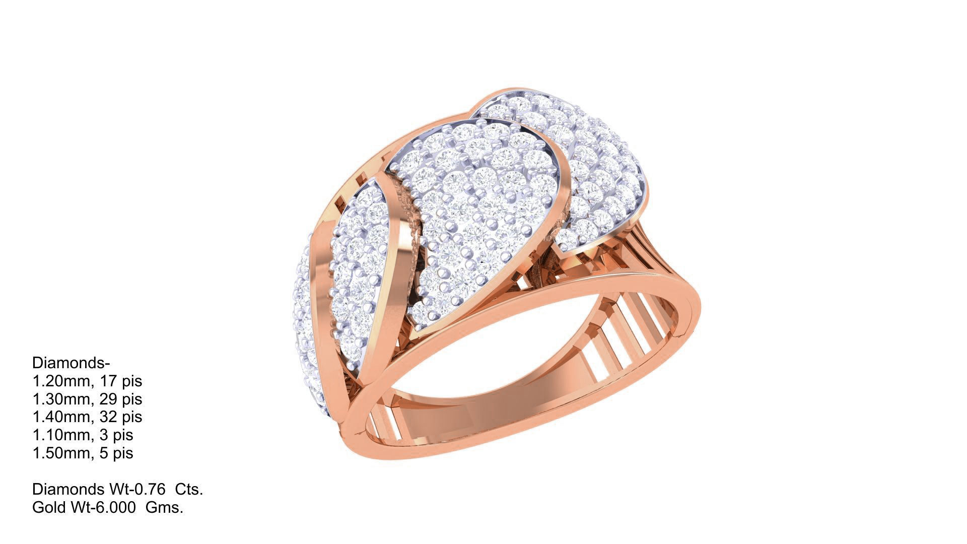 High Jewelry Diamond Cocktail Ring 3dm stl obj renders 3D print model_1