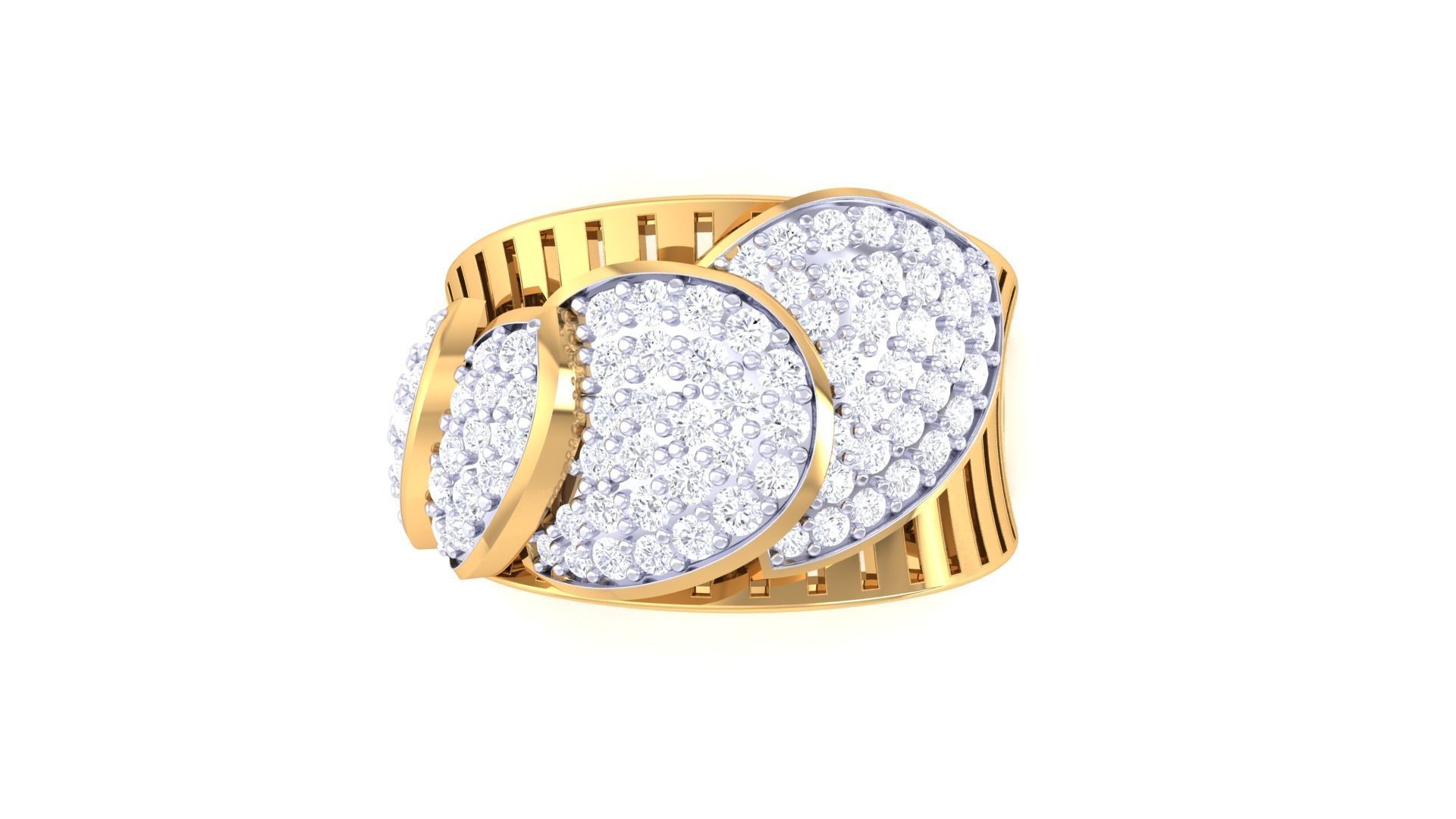 High Jewelry Diamond Cocktail Ring 3dm stl obj renders 3D print model_7