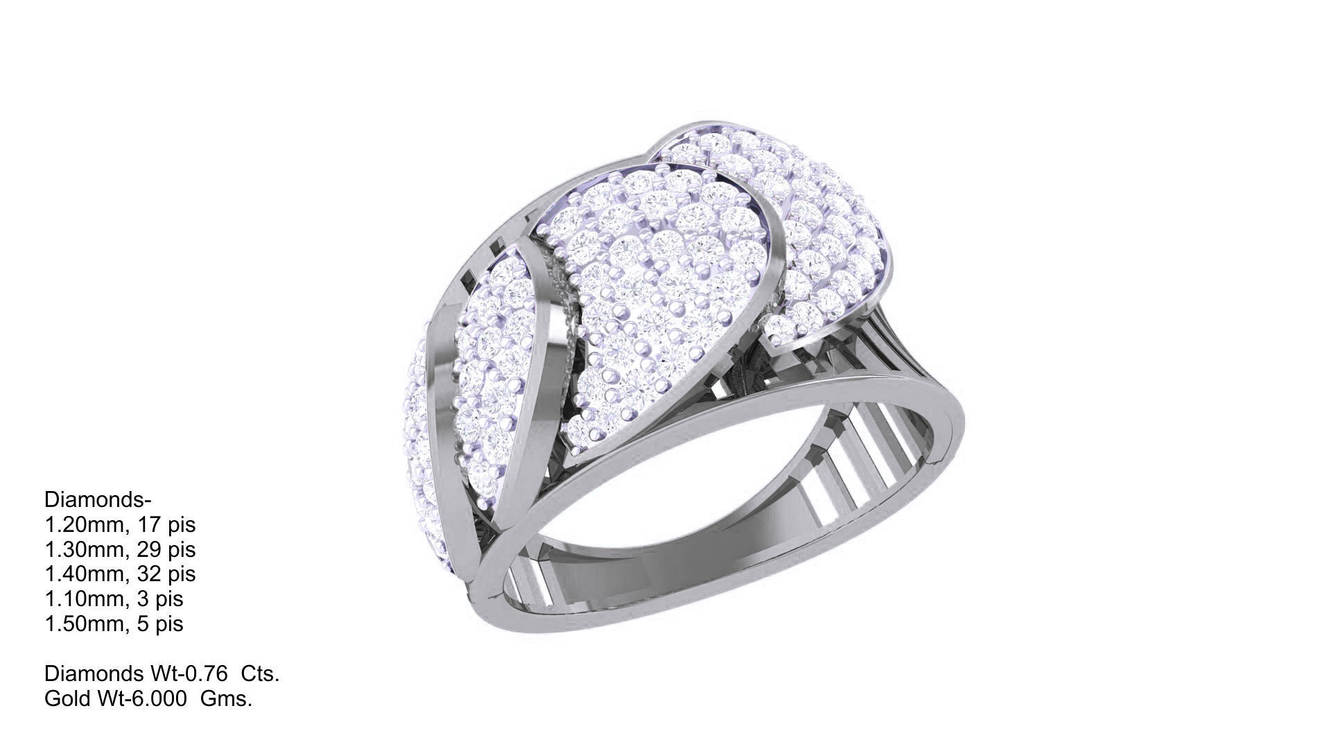 High Jewelry Diamond Cocktail Ring 3dm stl obj renders 3D print model_3