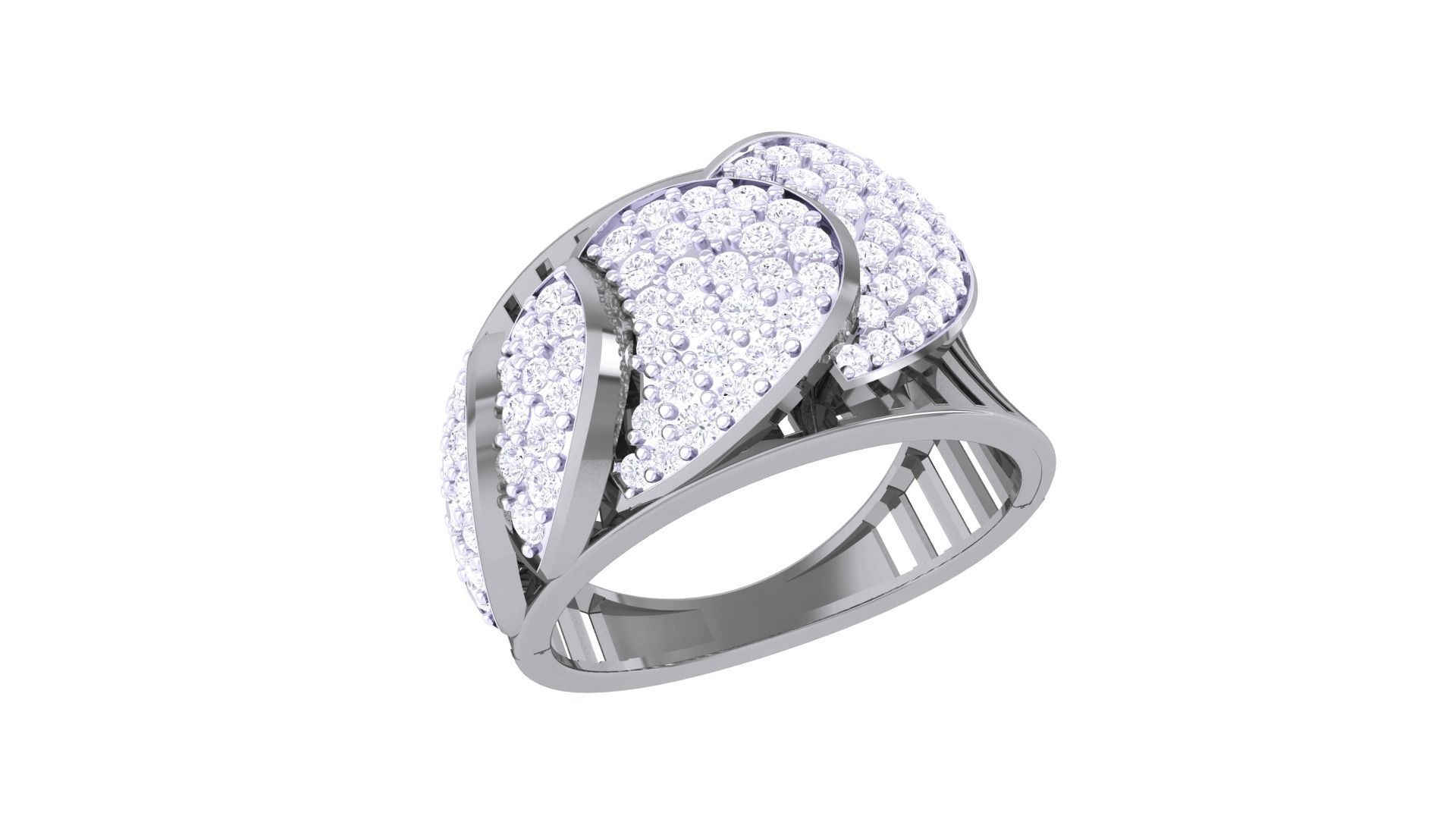 High Jewelry Diamond Cocktail Ring 3dm stl obj renders 3D print model_4