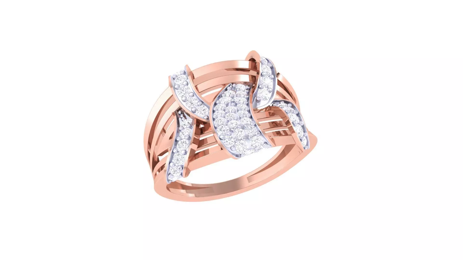 Wire High Jewelry Diamond Cocktail Ring 3dm stl obj renders 3D print model