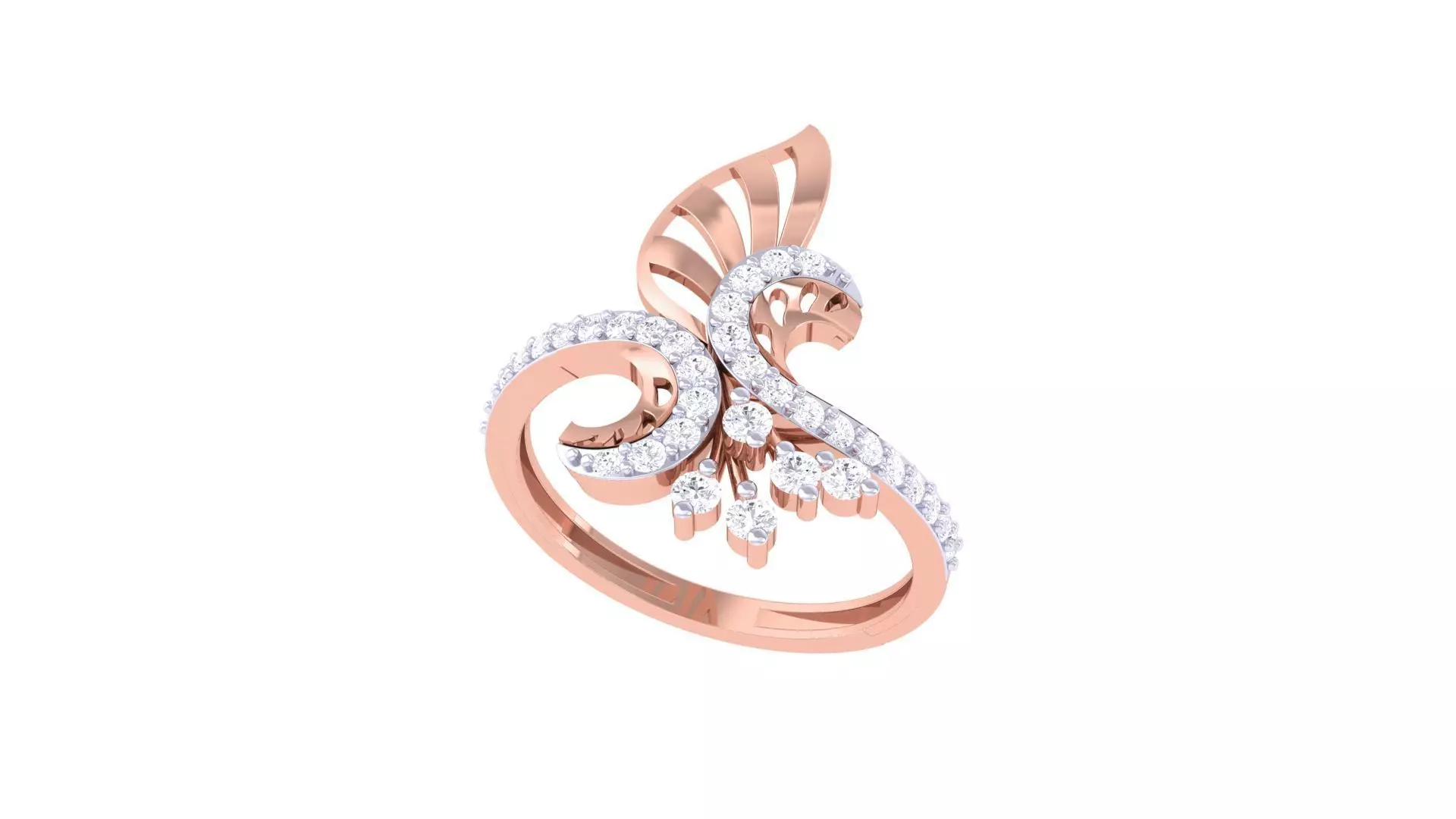 High Jewelry Diamond Cocktail Ring 3dm stl obj renders 3D print model