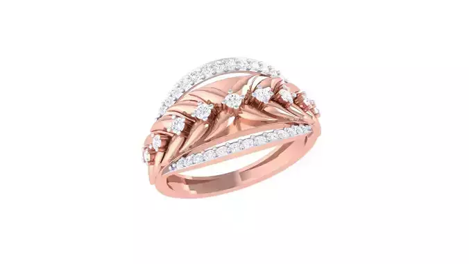 Flower High Jewelry Diamond Cocktail Ring 3dm stl obj renders 3D print model