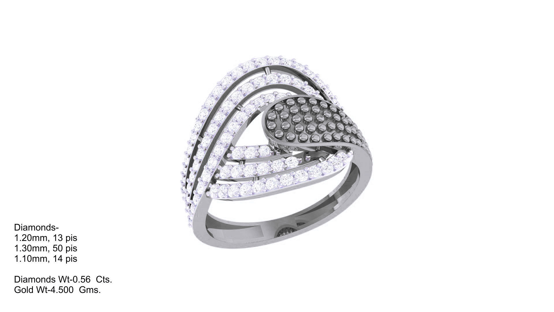 Balls High Jewelry Diamond Cocktail Ring 3dm stl obj renders 3D print model_2