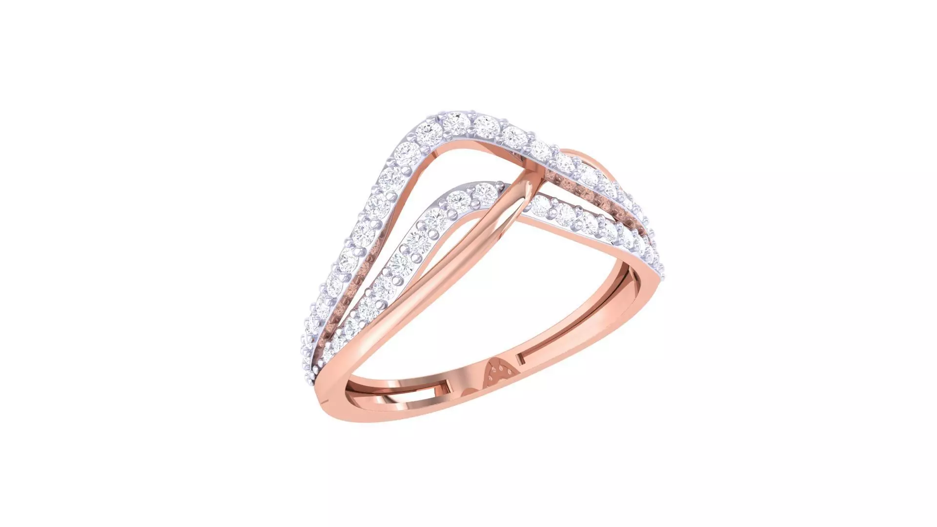 Wire High Jewelry Diamond Cocktail Ring 3dm stl obj renders 3D print model_0