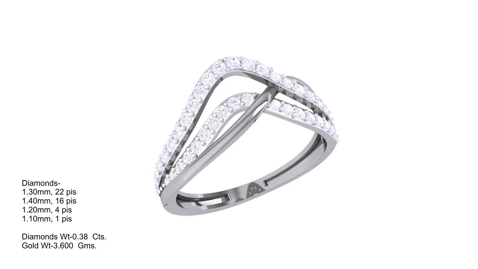 Wire High Jewelry Diamond Cocktail Ring 3dm stl obj renders 3D print model_1