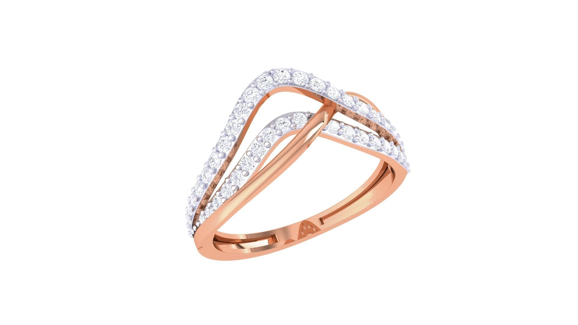 Wire High Jewelry Diamond Cocktail Ring 3dm stl obj renders 3D print model_5