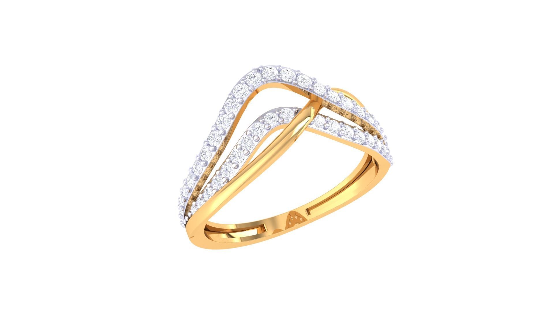 Wire High Jewelry Diamond Cocktail Ring 3dm stl obj renders 3D print model_6