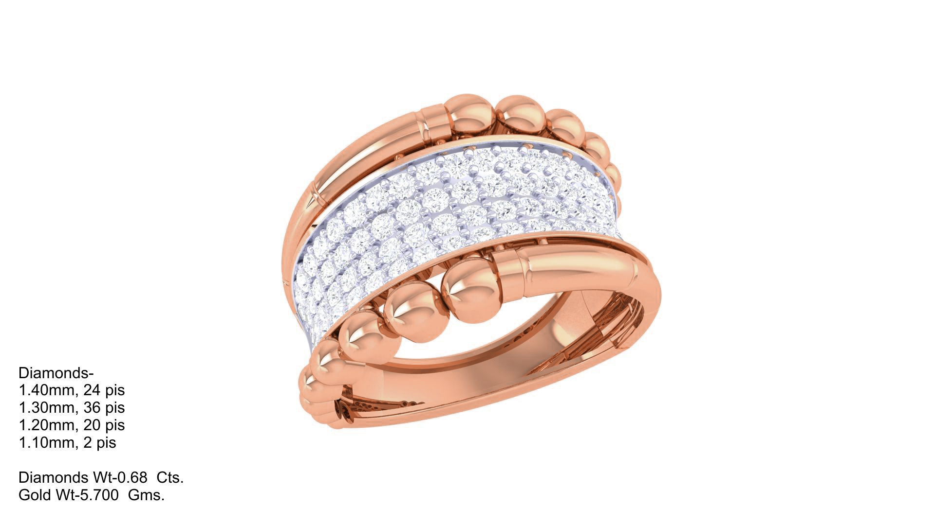 Balls High Jewelry Diamond Cocktail Ring 3dm stl obj renders 3D print model_3