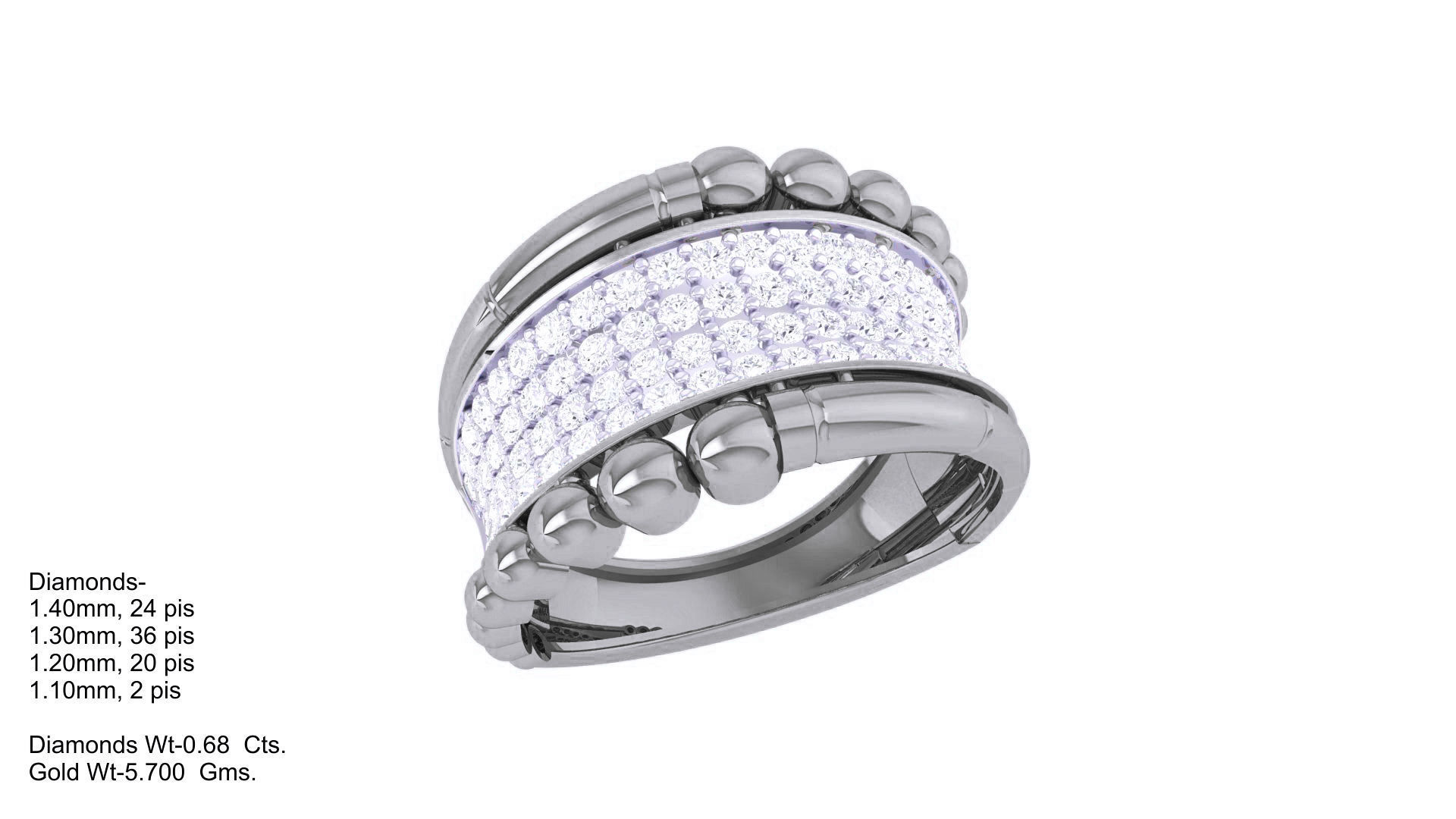 Balls High Jewelry Diamond Cocktail Ring 3dm stl obj renders 3D print model_1