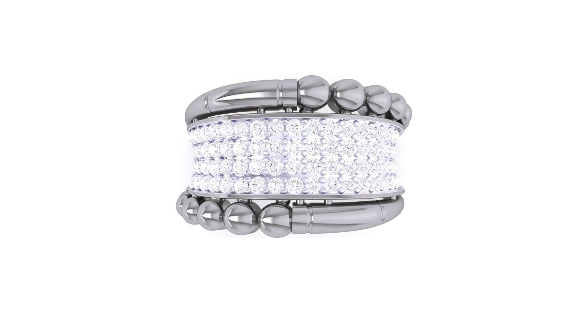 Balls High Jewelry Diamond Cocktail Ring 3dm stl obj renders 3D print model_7