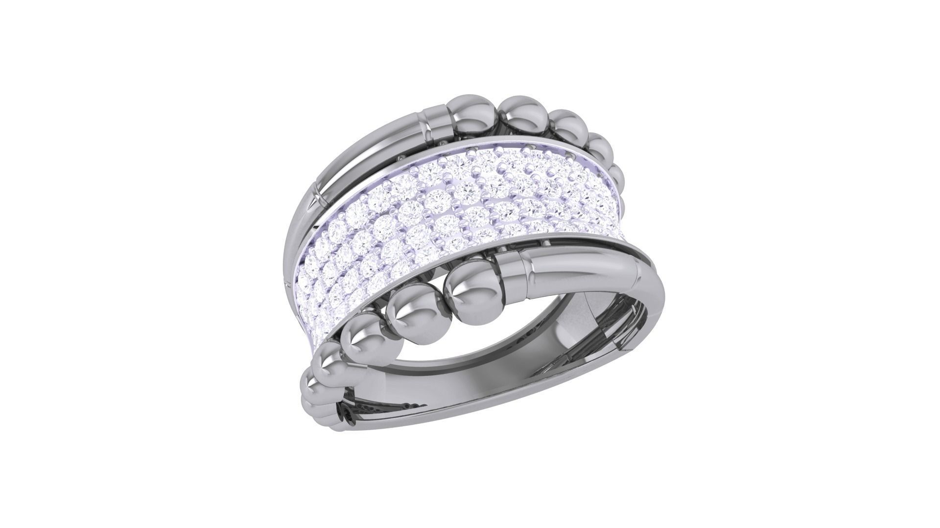 Balls High Jewelry Diamond Cocktail Ring 3dm stl obj renders 3D print model_5