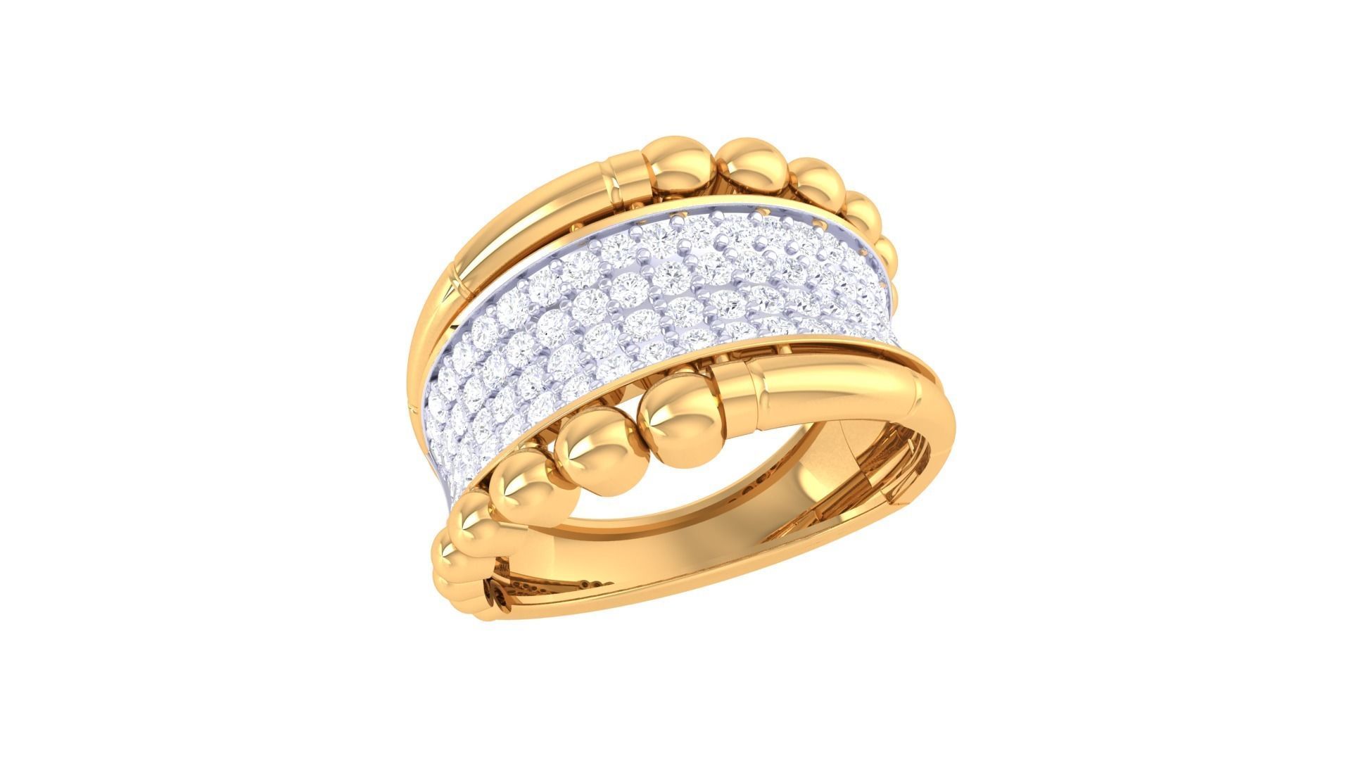 Balls High Jewelry Diamond Cocktail Ring 3dm stl obj renders 3D print model_4