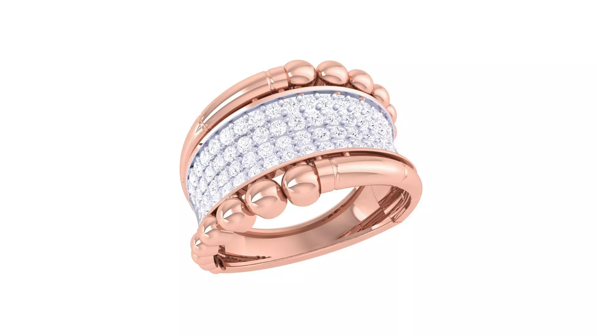 Balls High Jewelry Diamond Cocktail Ring 3dm stl obj renders 3D print model_0