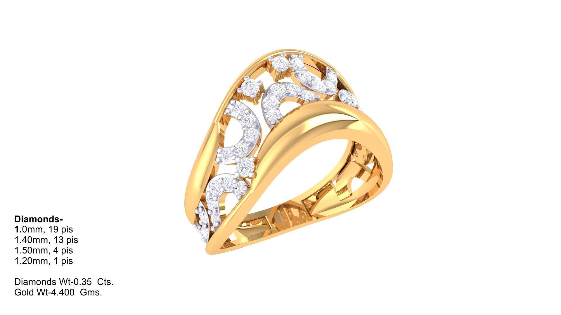 High Jewelry Diamond Cocktail Ring 3dm stl obj renders 3D print model_2