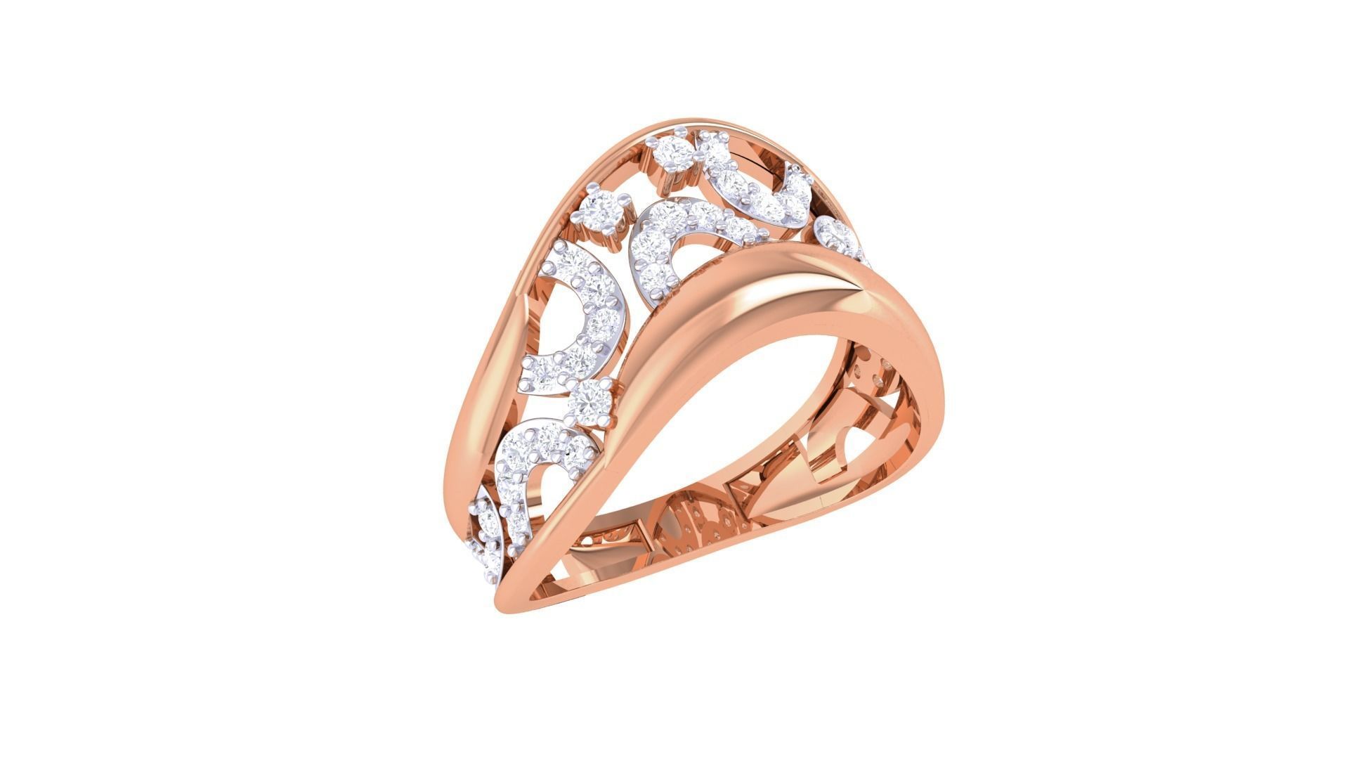 High Jewelry Diamond Cocktail Ring 3dm stl obj renders 3D print model_4