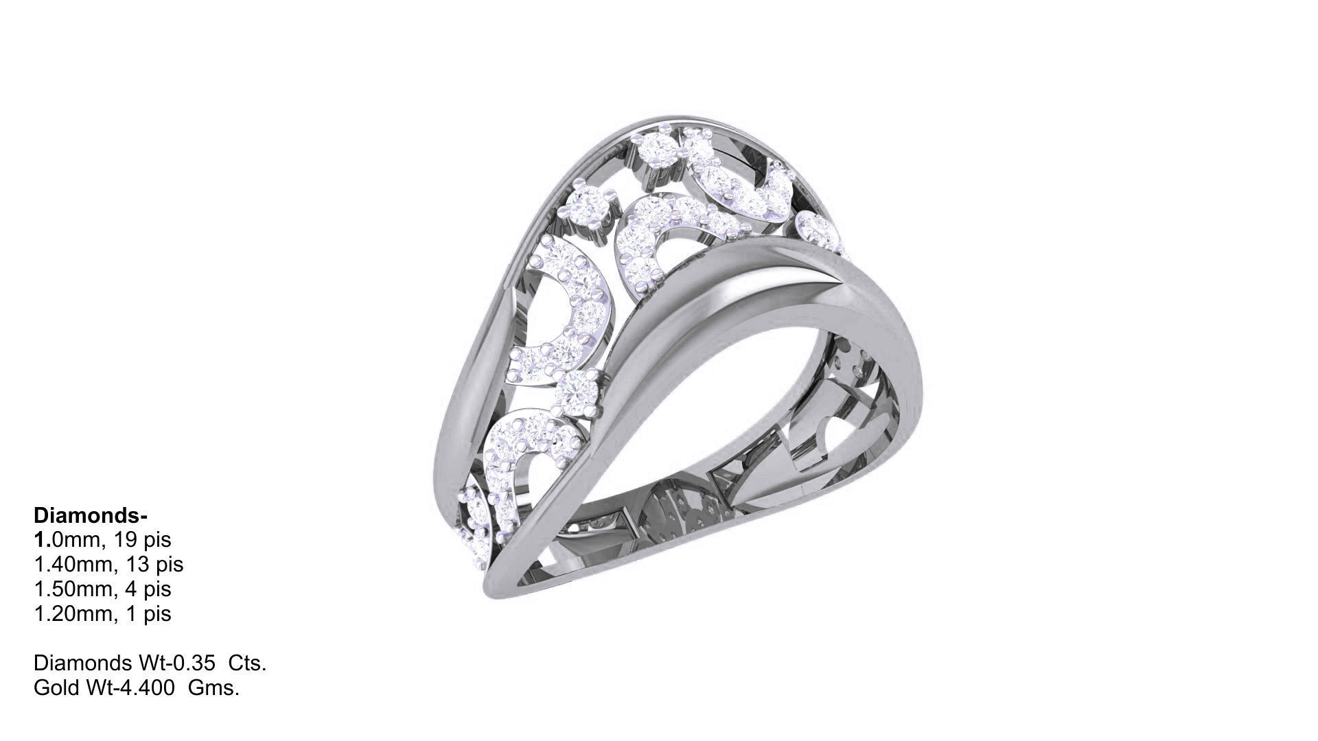 High Jewelry Diamond Cocktail Ring 3dm stl obj renders 3D print model_1