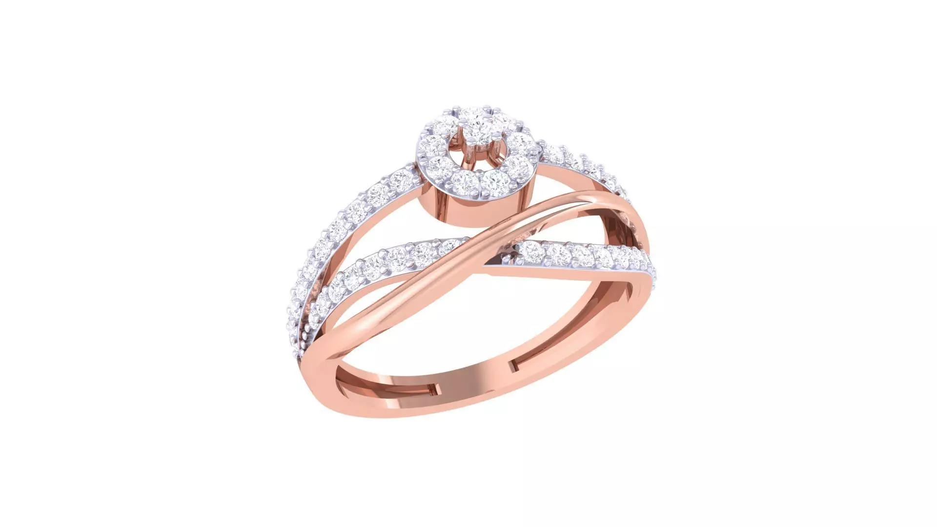 Wire High Jewelry Diamond Cocktail Ring 3dm stl obj renders 3D print model_0