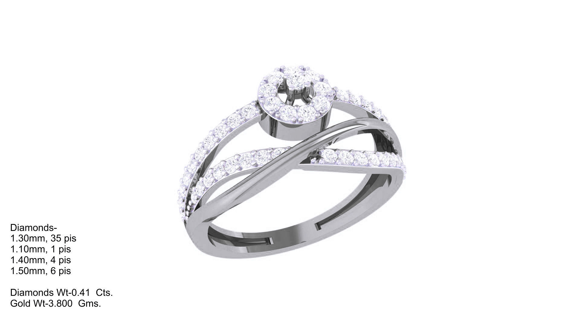 Wire High Jewelry Diamond Cocktail Ring 3dm stl obj renders 3D print model_2