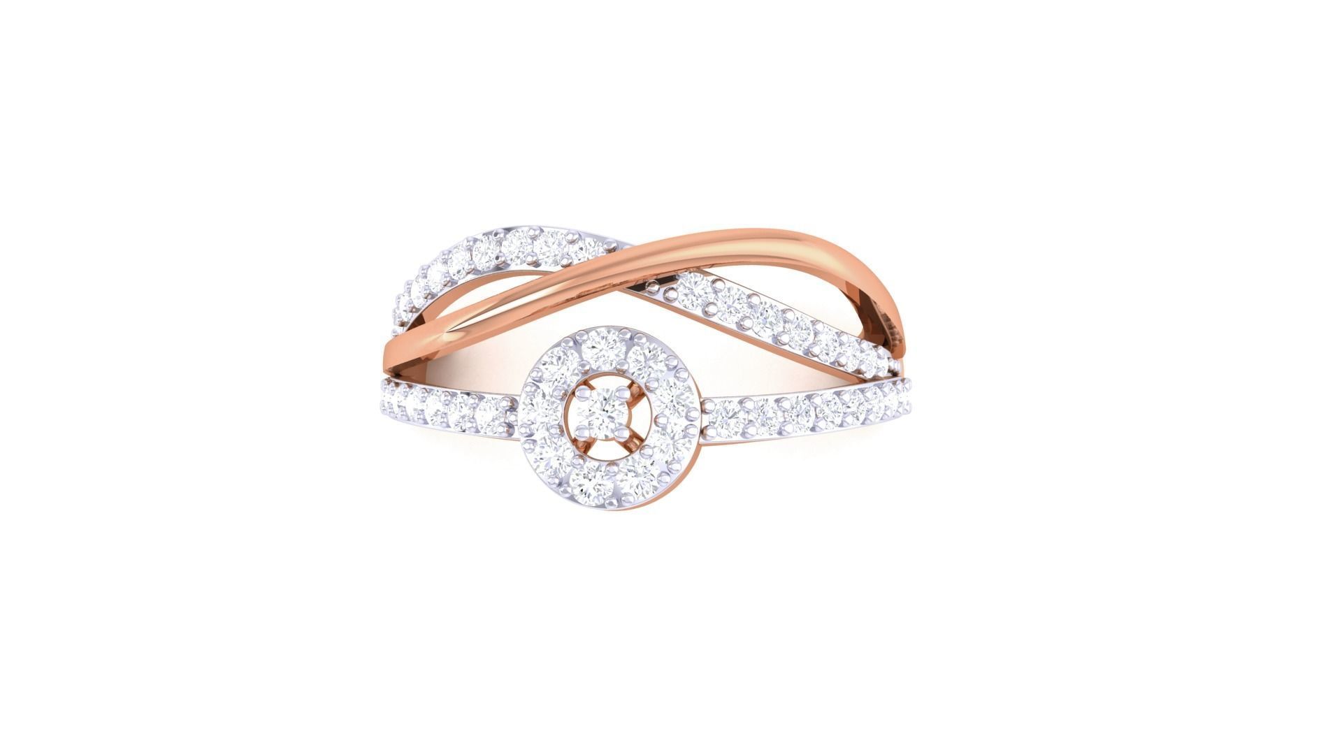 Wire High Jewelry Diamond Cocktail Ring 3dm stl obj renders 3D print model_9